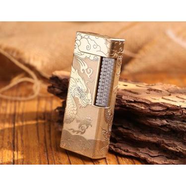 Imagem de WDMART - Isqueiro mecânico de latão H59 • Isqueiro de óleo de chama macia retrô • Isqueiros de querosene de chama aberta e fresca, abertura de tampa com um clique • Modelo: Flame Spirit (PL)