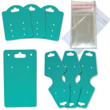 Imagem de 1.500 Tags Cartelas de semijoias 3 Modelos Diferentes acompanha Saquinhos (Verde Tiffany)