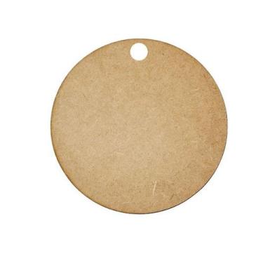 Imagem de 100 Bolacha 4cm MDF Cru Aplique/Base/Pintura/Chaveiro C/Furo - ORTIZ