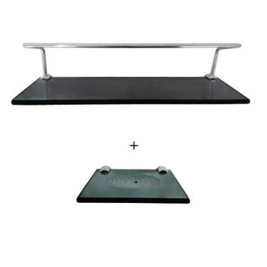 Imagem de 1 Porta Shampoo 10x50 + 1 Saboneteira Reta fumê - AJ