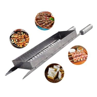 Imagem de Grelha Cesto Inox Frango, Legumes, Coração, Churrasco 58cm - LAURINDOS