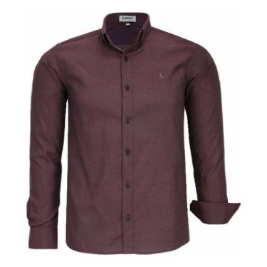 Imagem de Camisa Social Amil Manga Longa Comfort Fácil De Passar 1826, Bordô, 4