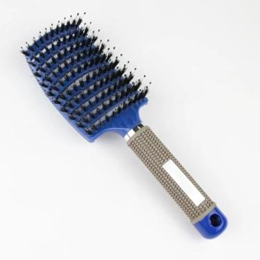 Imagem de 6 cores escova feminina cabelo feminino couro cabeludo massagem pente &nylon escova de cabelo desembaraçante escova de náilon (azul)