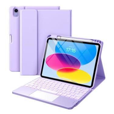 Imagem de Harvopu Compatible for iPad 10th Generation Case with Keyboard (10.9, 2022), Keyboard Cover with Pencil Holder, Multi-Touch Trackpad, 7 Color Backlit, Detachable Keyboard for iPad 10 Gen