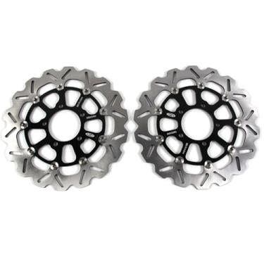 Imagem de 1 par de discos de freio dianteiros flutuantes de rotores compatíveis com Kawasaki ZG1400 Concours 1400 2008-2010 ABS 2008-2020, Ninja ZX14R 2006-2017 ABS 2013-2017 SE ABS 2016, peças pretas de