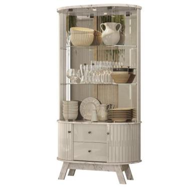 Imagem de Cristaleira de Vidro Com LED Eva 90cm Z10 Off/Calacata - Mpozenato, Of