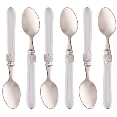 Imagem de Conjunto 6 Colheres Para Mesa De Aço Inox Com Cabo De Plástico Destiny Transparente 20,5cm 1254 - Ly