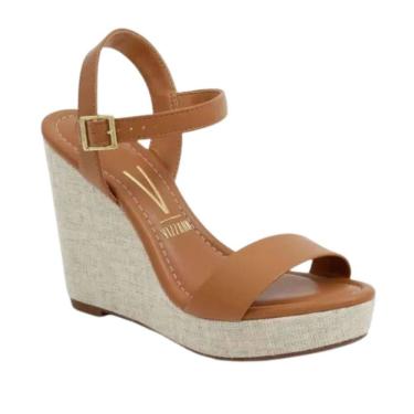 Imagem de Sandália Vizzano Casual Salto Anabela Plataforma Alto Feminina Caramelo