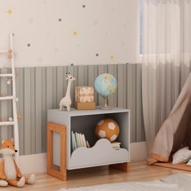 Imagem de Armário Multiuso Infantil 100% Mdf com Detalhe Orgânico em Formato de Nuvem  Cinza