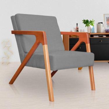 Imagem de Poltrona  Decorativa monalisa belo tok - Linho, Cinza