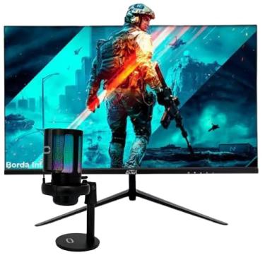 Imagem de KIT Monitor Gamer LED 23.8" 60Hz 3ms Resolução Full HD + Microfone Condensador RGB Gamer