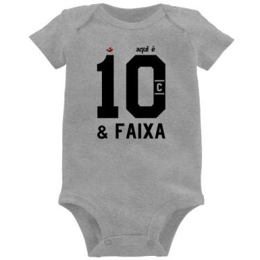 Imagem de Body Bebê Aqui é 10 e Faixa - Foca na Moda, Cinza, G