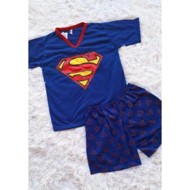 Imagem de Pijama Infantil Menino Manga curta e short Super Homem Heroi - PIJAMAS