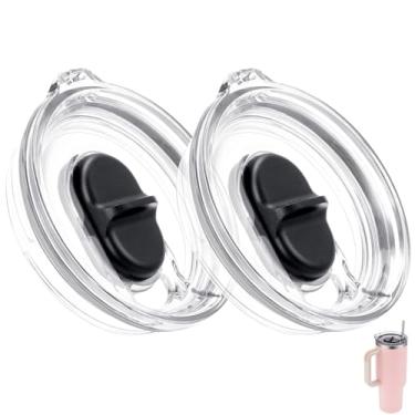 Imagem de Bluwing Tampa de substituição de 1,134 g para copo Stanley Quencher H2.0 FlowState de 1,134 g, pacote com 2 tampas à prova de vazamento adequadas para copo Stanley, capa reutilizável à prova de poeira