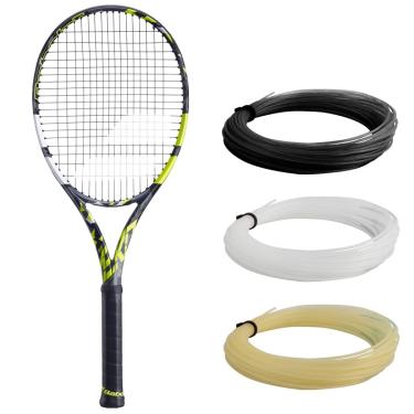 Imagem de Babolat Pure Aero + raquete de tênis (12,5 cm de aderência) – Amarrado com 16 g White Babolat Syn Gut em tensão média