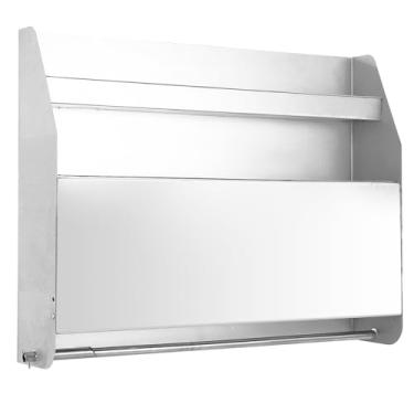 Imagem de Armário de armazenamento de alumínio montado na parede com mesa de trabalho dobrável e organizador de papel-toalha, design de armário de ferramentas que economiza espaço, perfeito para garagem, loja e