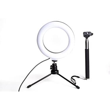 Imagem de Ring Light USB De 6 Polegadas Bicolor Com Tripé De 13cm E Pau De Selfie