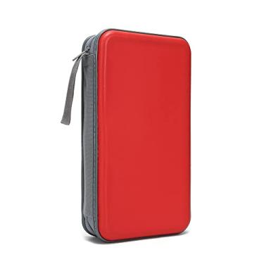 Imagem de Estojo de armazenamento para CD/DVD com capacidade para 96 unidades, organizador de fichário, estojo portátil com zíper de plástico rígido para CD/DVD, carteira para carro, casa, escritório, viagens