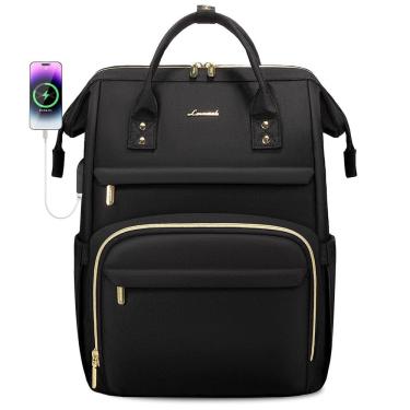 Imagem de Mochila para laptop LOVEVOOK para mulheres de 17 polegadas impermeável preta