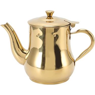 Imagem de Panela de óleo de cozinha de 500 ml, pote de óleo de aço inoxidável de 479 g com filtro, frasco dispensador de azeite de oliva dourado, à prova de ferrugem, pote de filtro de óleo durável à prova de