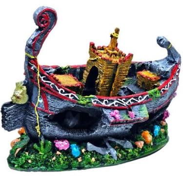 Imagem de Enfeite decoração aquarios navio chines ornamento em resina - LESTER