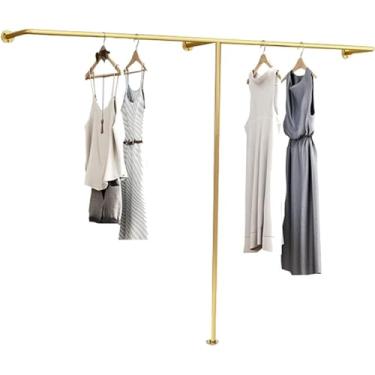 Imagem de Loja de roupas Prateleiras de exibição de metal montadas na parede, suporte para roupas, vara de pendurar para roupas comerciais de varejo, cabide de tubo industrial/120 cm