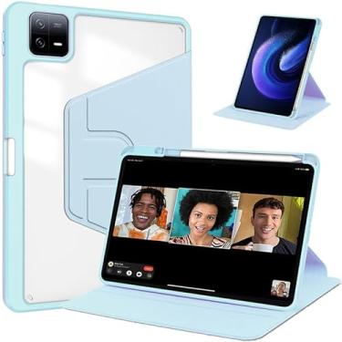 Imagem de Capa giratória para Xiaomi Pad 6 / Pad 6 Pro 11 polegadas 2023,360 graus de rotação com suporte protetor para tablet inteligente capa rígida fina capa fólio traseira transparente, despertar/hibernar