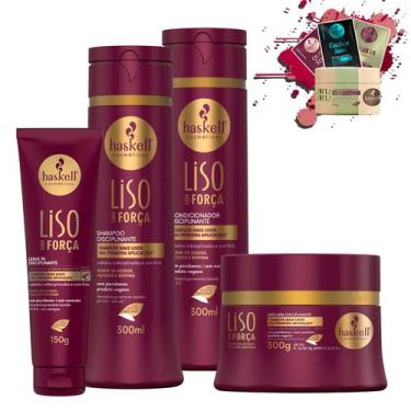 Imagem de Kit Haskell Liso Com Força Sh Cond Masc 250g + Finalizador