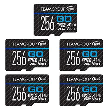 Imagem de TEAMGROUP Cartão GO 256 GB x pacote com 5 micro SDXC UHS-I U3 V30 4K para GoPro e drone e câmeras de ação cartão de memória flash de alta velocidade com adaptador para esportes ao ar livre, tiro 4K