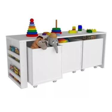 Imagem de Rack Com Baús Infantil Com Porta Livros Carmo 100% Mdf