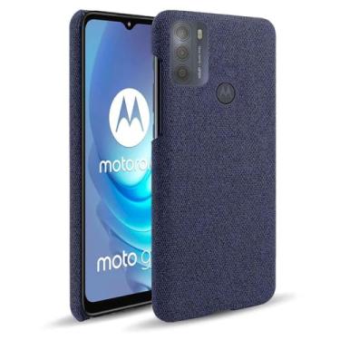 Imagem de Capa para MOTO G50,Capa desenhada em lona,Case Protetora Ultrafina com Empunhadura Macia,Design em Tecido Antichoque e Antiarranhões-Blue