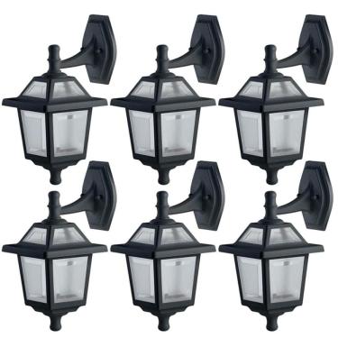 Imagem de Conjunto 6 Arandelas Coloniais 39cm Luminárias de Parede Preto Fosco Jardim Cabeceiras