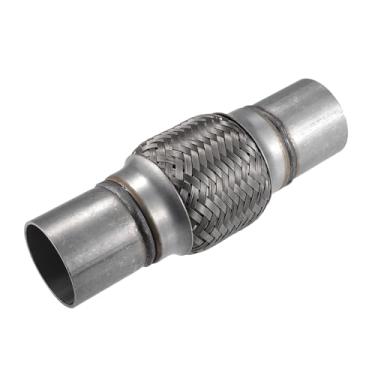 Imagem de X AUTOHAUX 50 x 100 x 205 mm Tubo flexível de escapamento de carro universal Junta flexível de aço inoxidável prateado