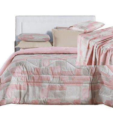 Imagem de Kit Coordenado Edredom e Lençol Sensuale Super King Quadri 5 Peças - 8