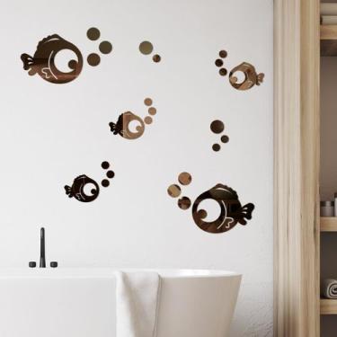Imagem de Espelho Decorativo Peixinhos Bronze - Inove Papéis de Parede