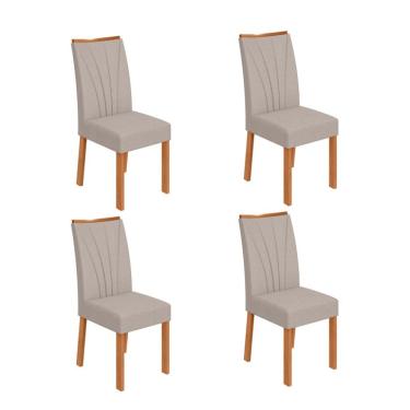 Imagem de Conjunto com 4 Cadeiras Apogeu Linho Cinza e Amêndoa