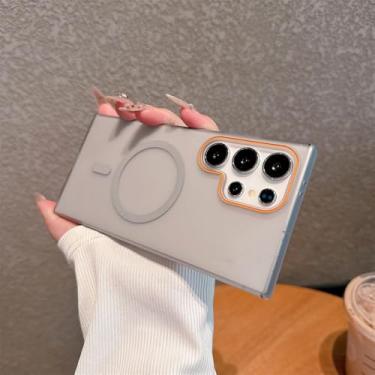 Imagem de Capa dupla cor fosca para Samsung Galaxy S25 S24 Ultra S23 S22 S21 Plus Note 20 capa magnética rígida de PC ultrafina, cinza, 3