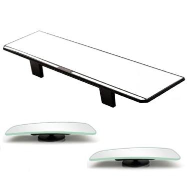 Imagem de Kitbest Espelho retrovisor, espelho retrovisor panorâmico com clipe interno para reduzir o ponto cego de forma eficaz – Espelho universal de carro grande angular – plano – para carros, SUV, caminhões (bônus 2 espelhos de ponto cego)