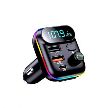 Imagem de Transmissor FM Veicular Bluetooth 5.1, Carregador USB QC 3.0, MP3 Player RGB com Display Digital