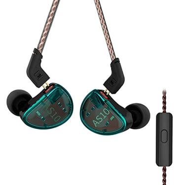 Imagem de KZ AS10 IEMs Fones de ouvido audiófilos 5BA Armadura balanceada Drivers Fones de ouvido com fio com cabo removível de 2 pinos, fone de ouvido estéreo HiFi adequado para audiófilos (AS10 ciano, com