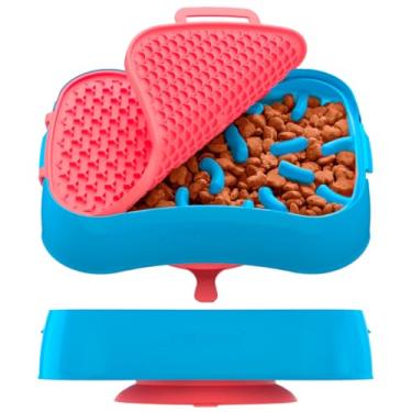 Imagem de Super Feedy Tigela para cães Slow Feeder e tapete para lamber – Tigela grande 4 em 1 – Tigela de alimentação lenta para cães – Sem BPA, tigela de alimentação lenta de silicone de grau alimentício para