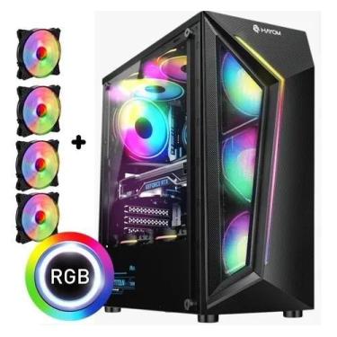 Imagem de Gabinete Gamer Com 4 Fans Rgb Inclusas Lateral Em Vidro - Hayom
