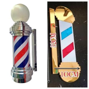 Imagem de Barber Pole Giratório 80Cm Tamanho Big + Placa De Acrílico. - Jr Pole
