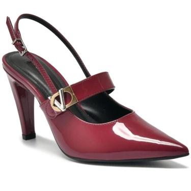 Imagem de Scarpin Via Marte Salto Médio Detalhe Verniz Feminino - Vinho