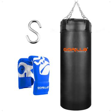 Imagem de Saco De Pancada Boxe Profissional Boxe 70 Cm Luva Bate Saco Pro Adulto Muay Thai Gorilla Agilidade (Azul)