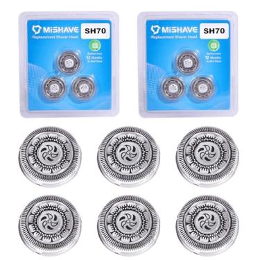 Imagem de 6 peças de cabeças de substituição SH70 compatíveis com Philips Norelco S7000 Elctric Shaver, 7500 S7370 S7371 S7720 e SW7700 etc., cabeças de substituição SH70 para barbeadores elétricos Philips