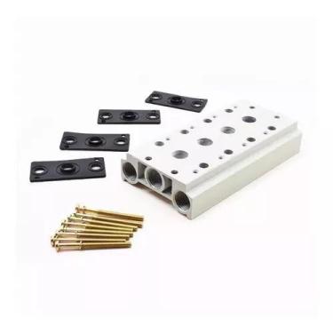 Imagem de Bloco Manifold Pneumatico Rosca 1/4 4 Furos - ENG