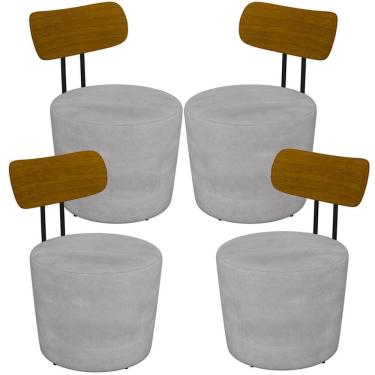 Imagem de Kit 04 Poltronas Base Fixa Luara M03 Veludo Cinza