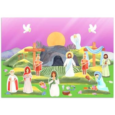 Imagem de HEYINSHEN Artesanato De Páscoa Para Crianças 24 Faça Uma Ele Vive Adesivos Cenas Presentes Religiosos Jesus Ressurreição Sala Aula Jogos Festa Bíblia Cristã Escola Dominical Diy