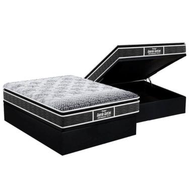 Imagem de Cama Box Baú Casal: Colchão Probel D28 / Ep Guarda Costas Plus Pillow Top + Base Black(138X188)